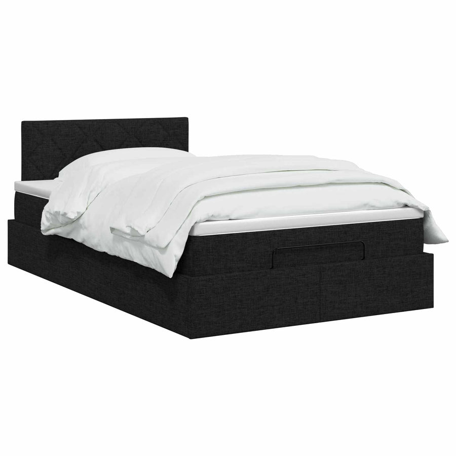 Ottoman bed met matras met hoofdeinde Zwart 120 x 200 cm Stof