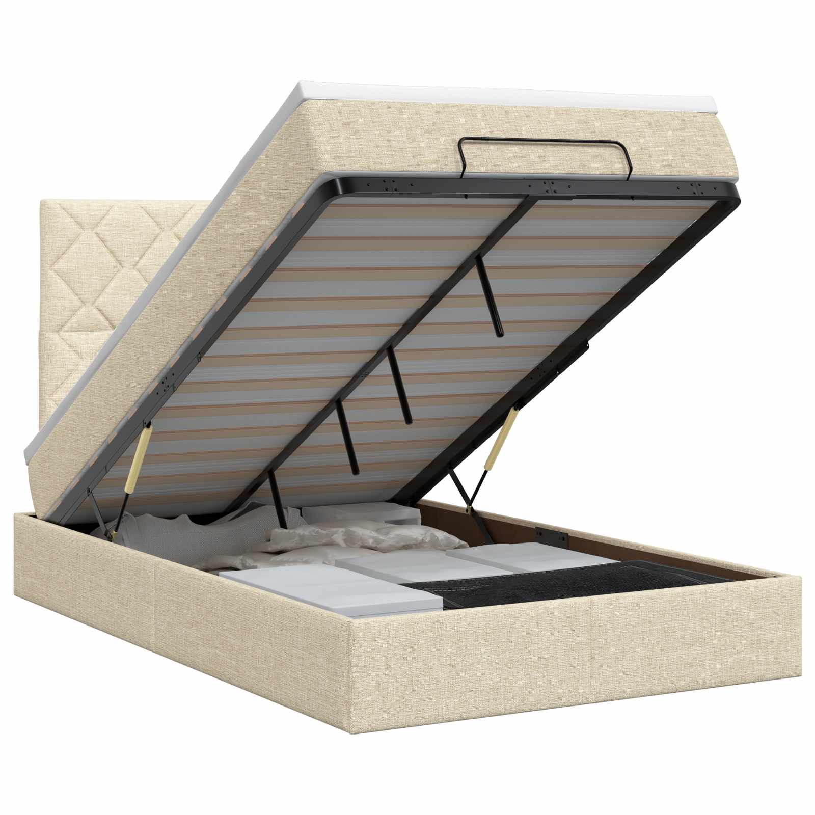 Ottoman bed met matras Crèmekleurig 120 x 200 cm Stof