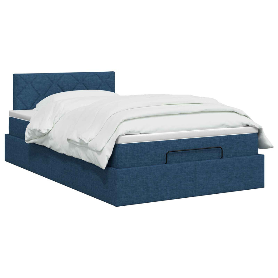 Ottoman bed met matras met hoofdeinde Blauw 120 x 200 cm Stof