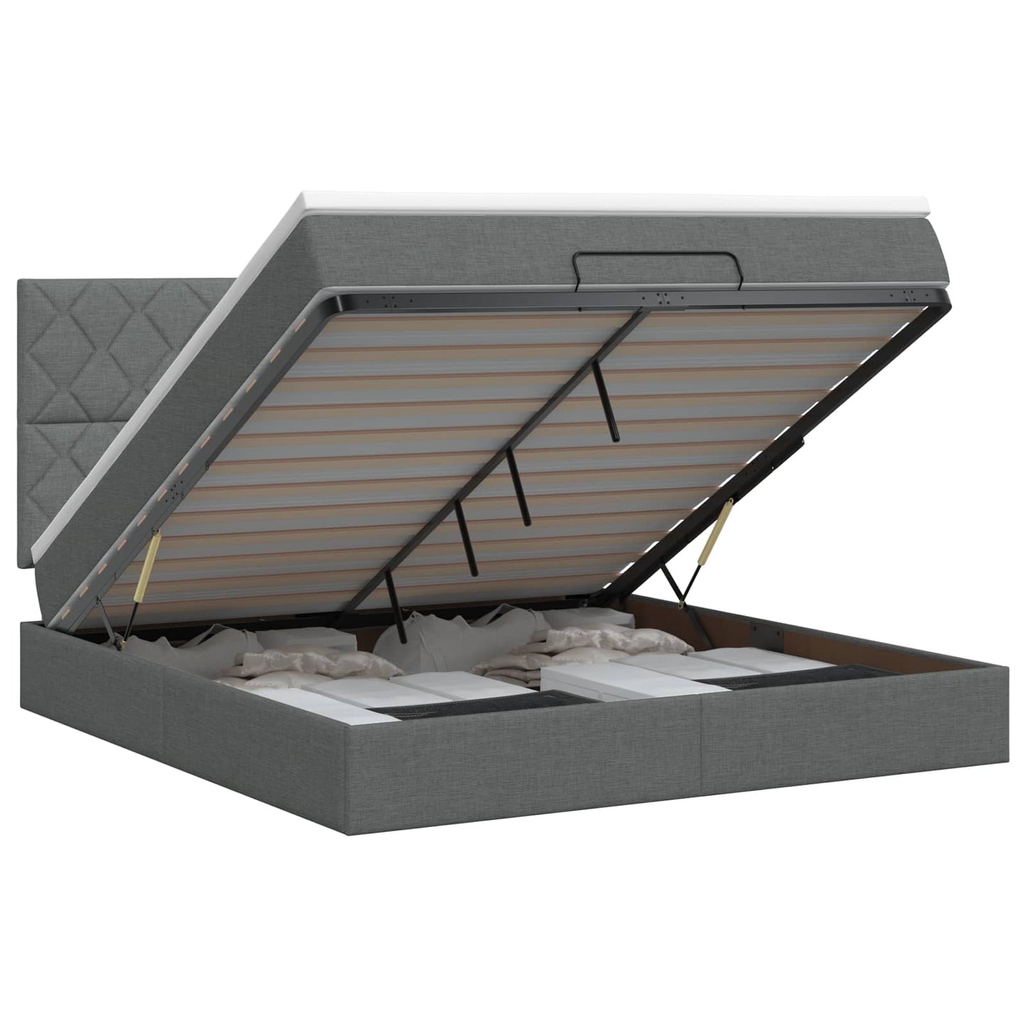 Ottoman bed met matras Donkergrijs 140 x 190 cm Stof