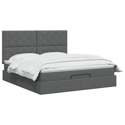 Ottoman bed met matras Donkergrijs 140 x 190 cm Stof