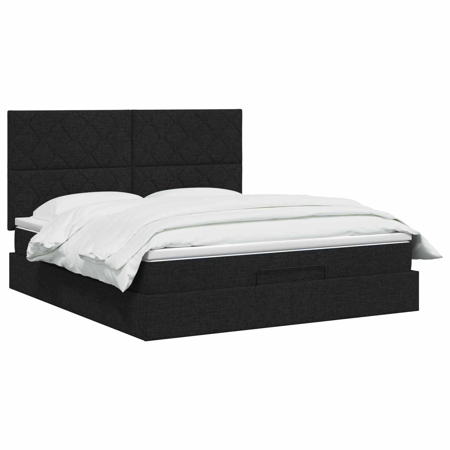 Ottoman bed met matras met hoofdeinde Zwart 140 x 190 cm Stof