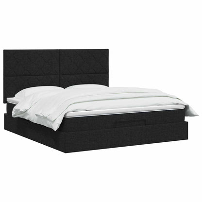 Ottoman bed met matras met hoofdeinde Zwart 140 x 190 cm Stof