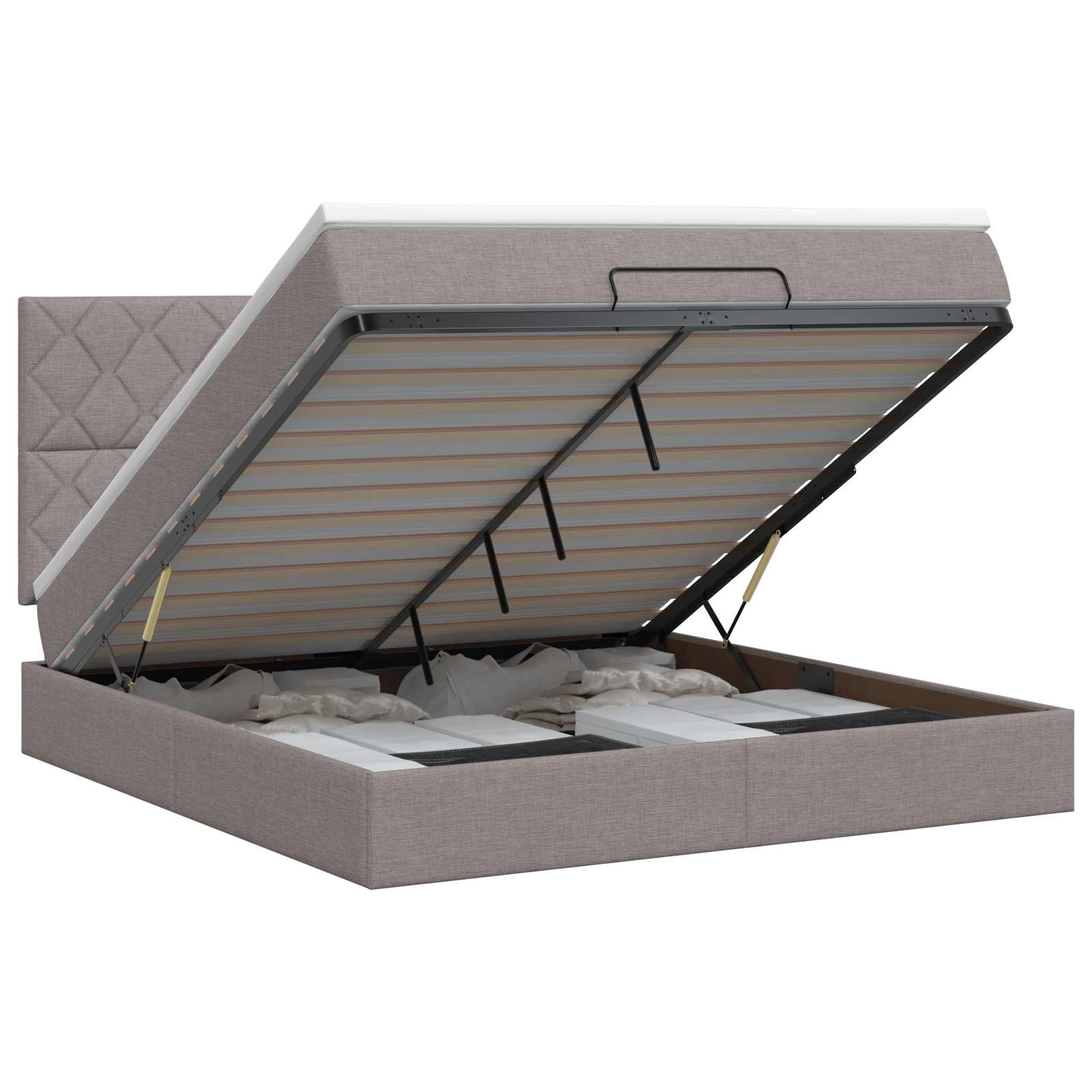 Ottoman bed met matras met hoofdeinde Taupe 140 x 190 cm Stof