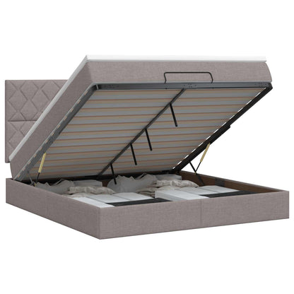 Ottoman bed met matras met hoofdeinde Taupe 140 x 190 cm Stof