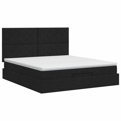 Ottoman bed met matras met hoofdeinde Zwart 140 x 200 cm Stof