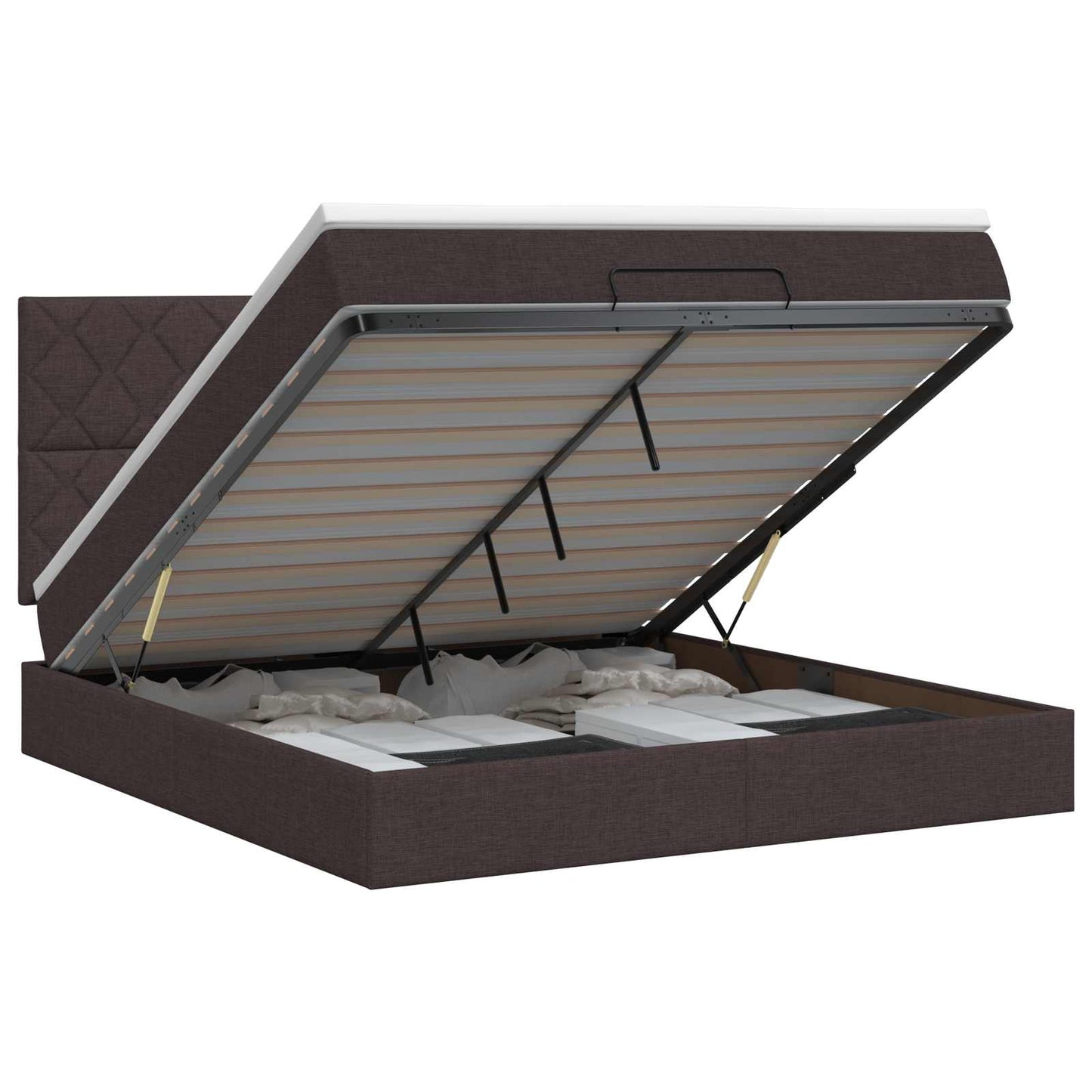 Ottoman bed met matras Donkerbruin 140 x 200 cm Stof