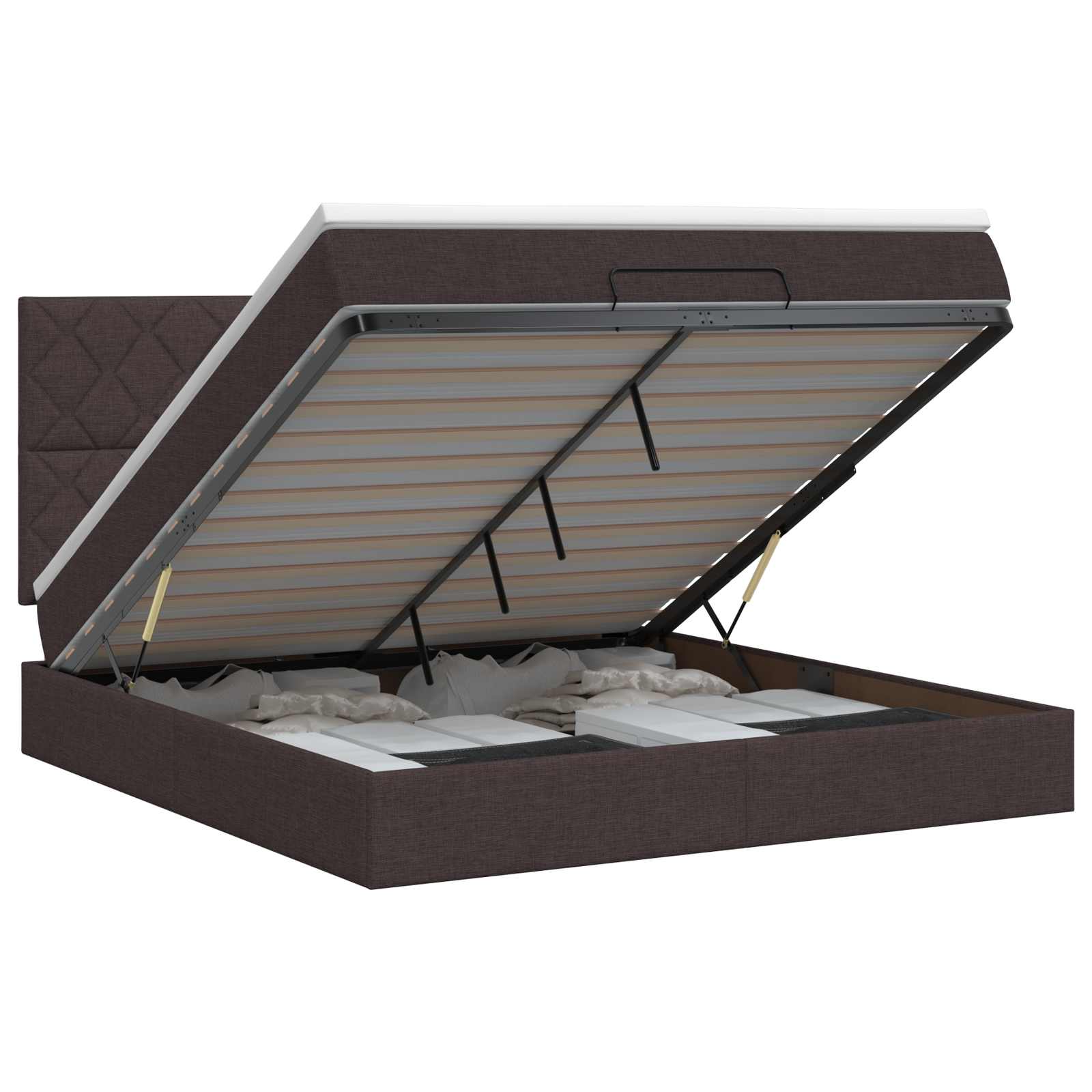Ottoman bed met matras Donkerbruin 140 x 200 cm Stof