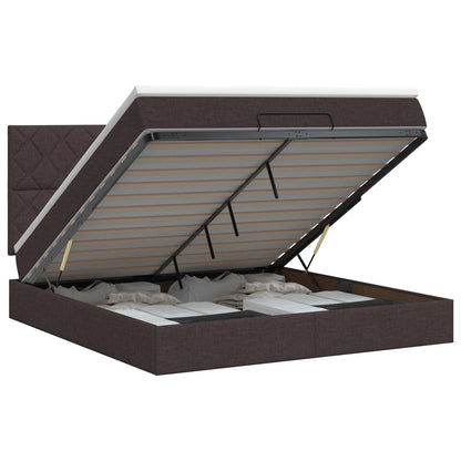Ottoman bed met matras Donkerbruin 140 x 200 cm Stof