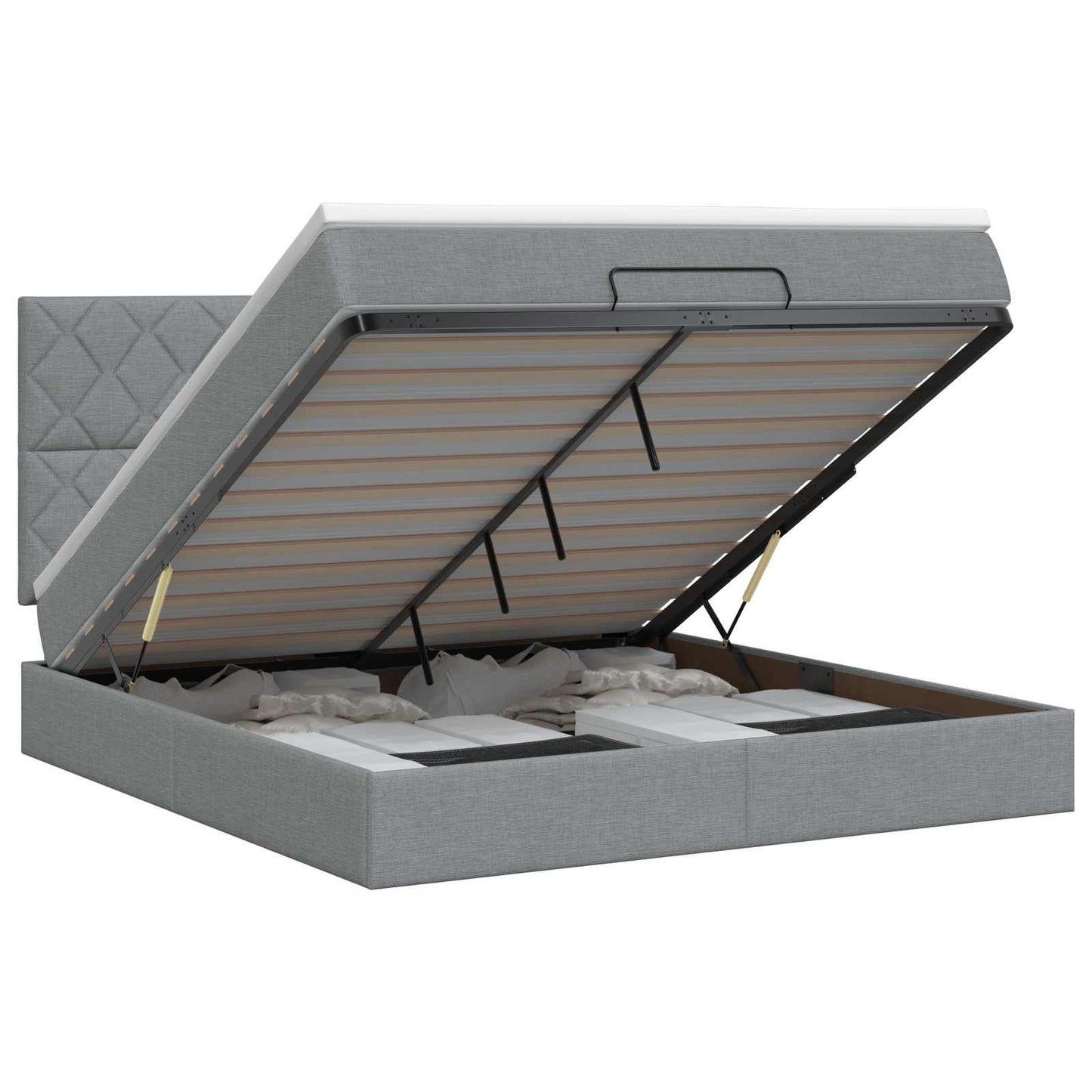 Ottoman bed met matras Lichtgrijs 160 x 200 cm Stof