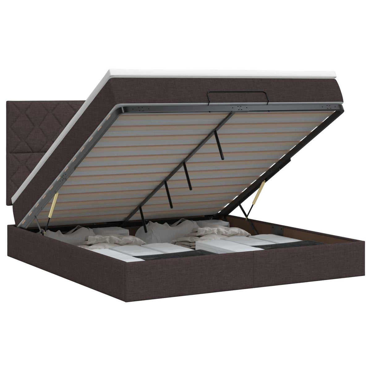 Ottoman bed met matras Donkerbruin 160 x 200 cm Stof