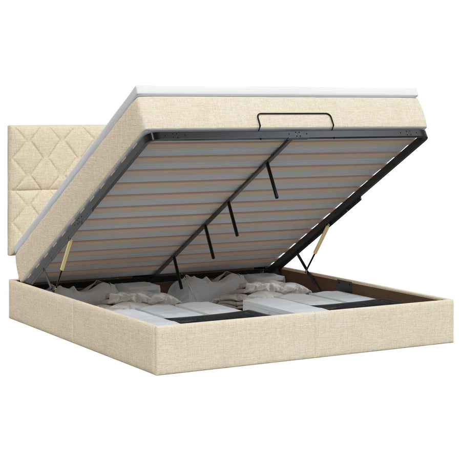 Ottoman bed met matras Crèmekleurig 180 x 200 cm Stof