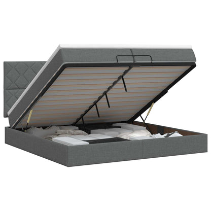 Ottoman bed met matras Donkergrijs 200 x 200 cm Stof