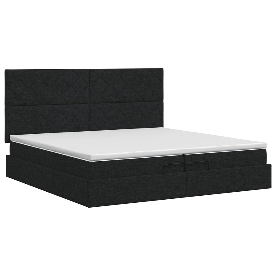 Ottoman bed met matras met hoofdeinde Zwart 200 x 200 cm Stof