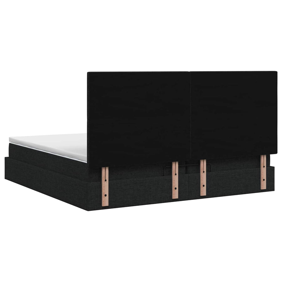 Ottoman bed met matras met hoofdeinde Zwart 200 x 200 cm Stof
