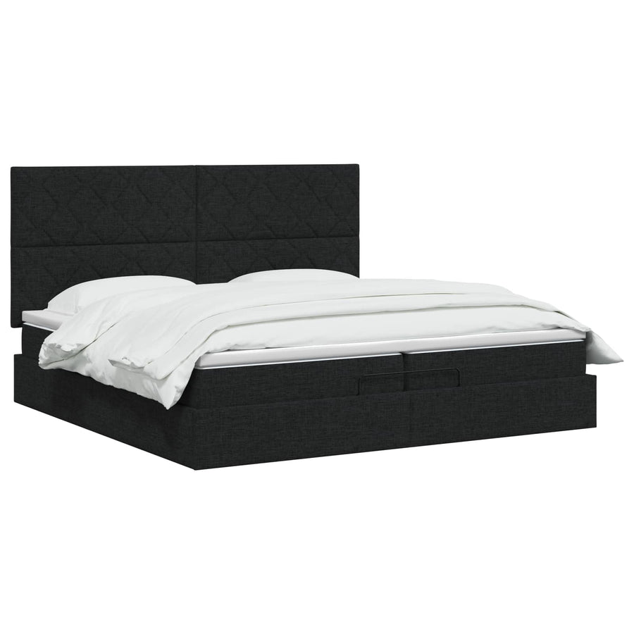 Ottoman bed met matras met hoofdeinde Zwart 200 x 200 cm Stof