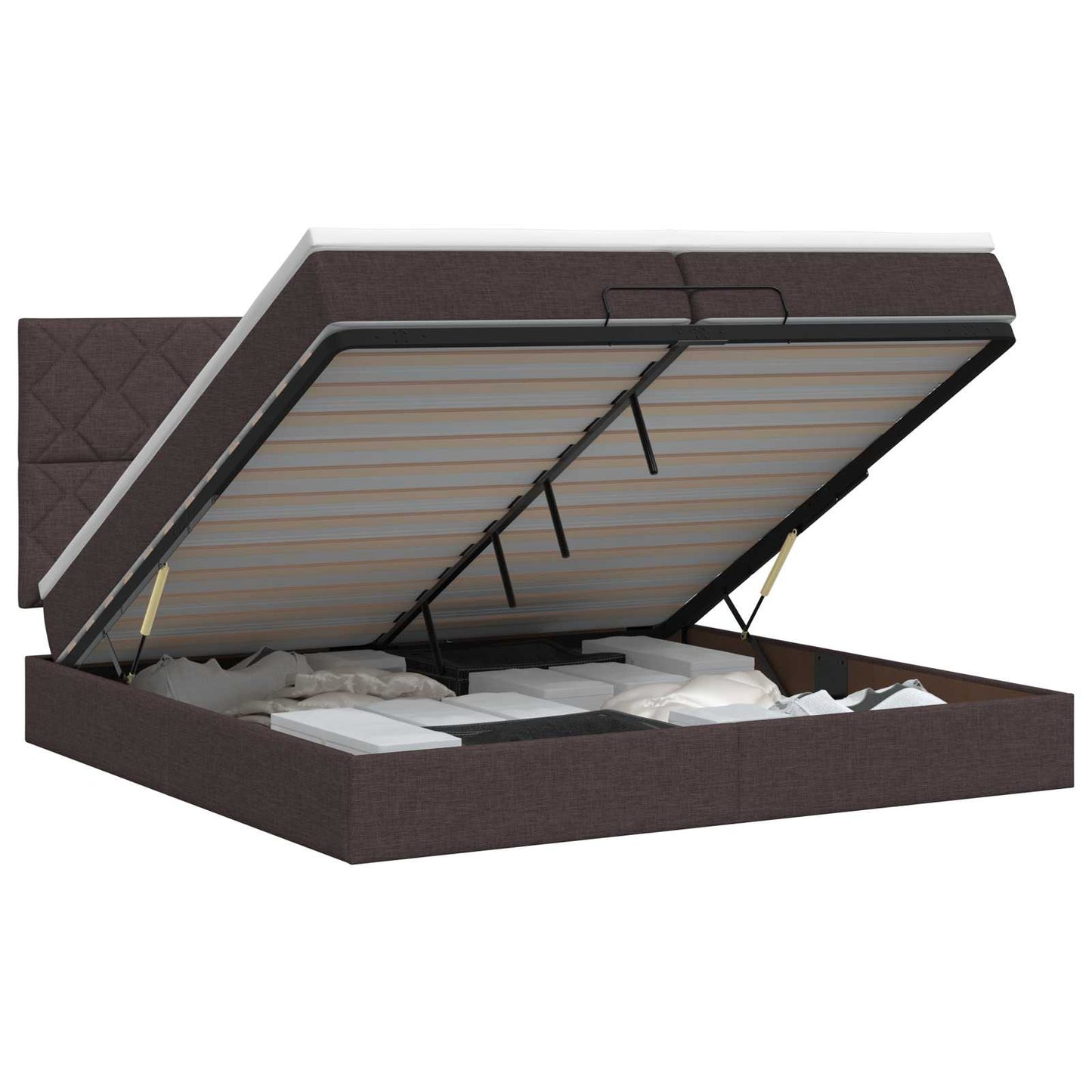Ottoman bed met matras Donkerbruin 200 x 200 cm Stof