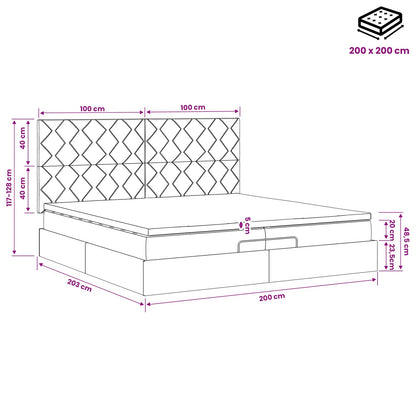 Ottoman bed met matras Donkerbruin 200 x 200 cm Stof