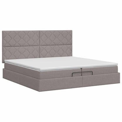 Ottoman bed met matras met hoofdeinde Taupe 200 x 200 cm Stof