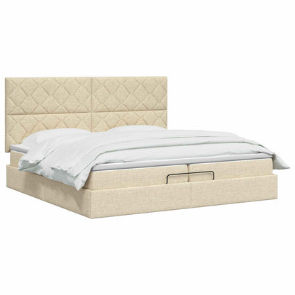 Ottoman bed met matras Crèmekleurig 200 x 200 cm Stof