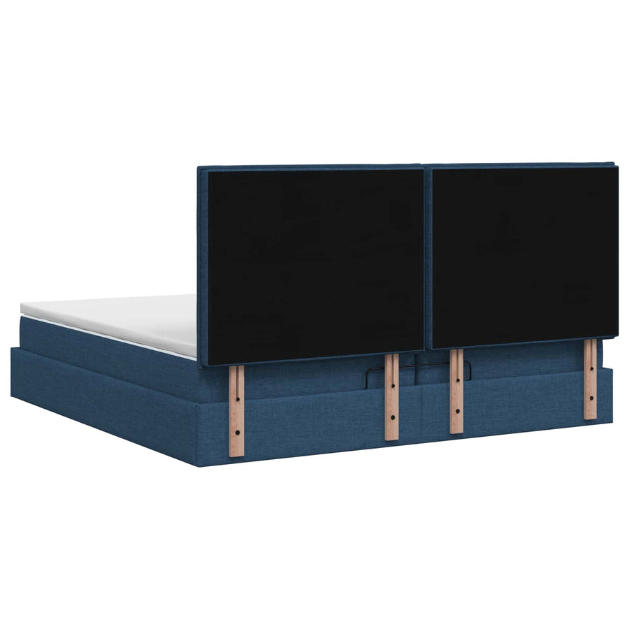 Ottoman bed met matras met hoofdeinde Blauw 200 x 200 cm Stof