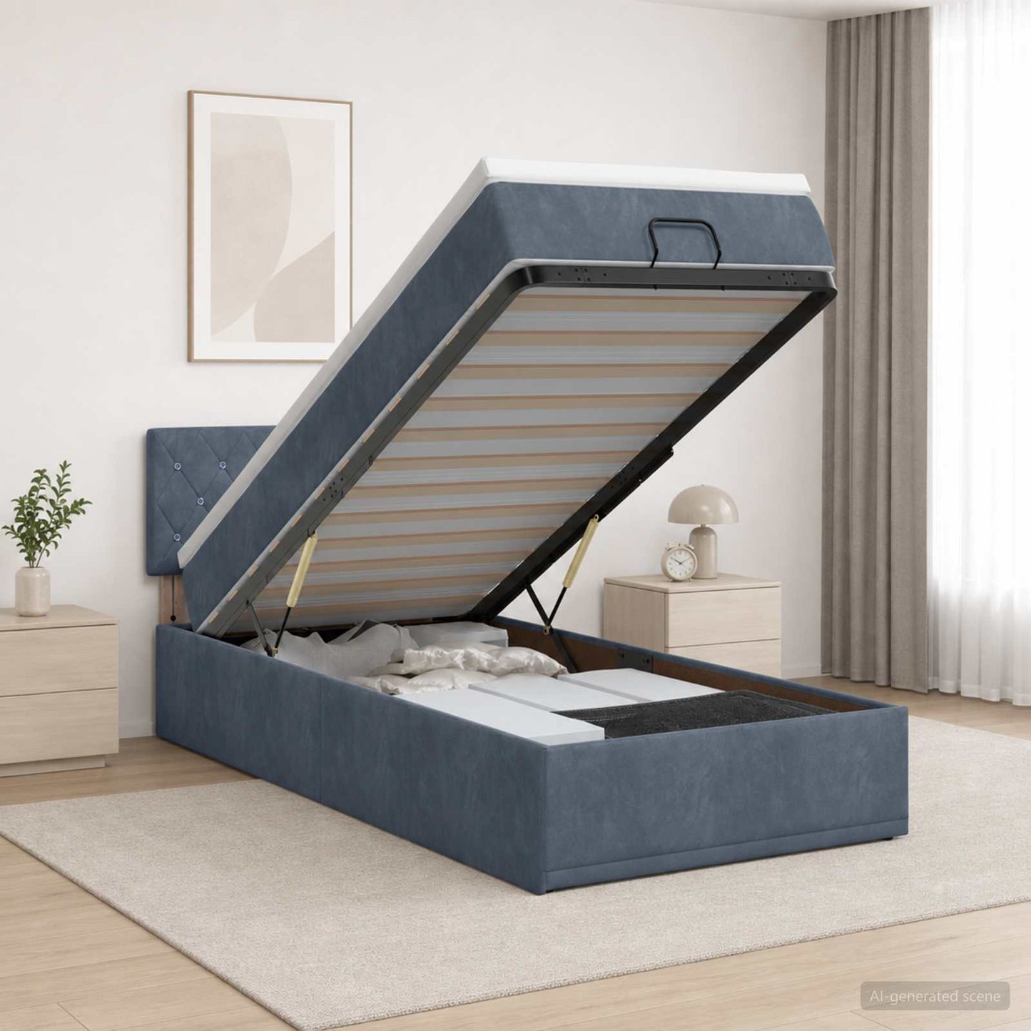 Ottoman bed met matras Donkergrijs 90 x 200 cm Fluweel