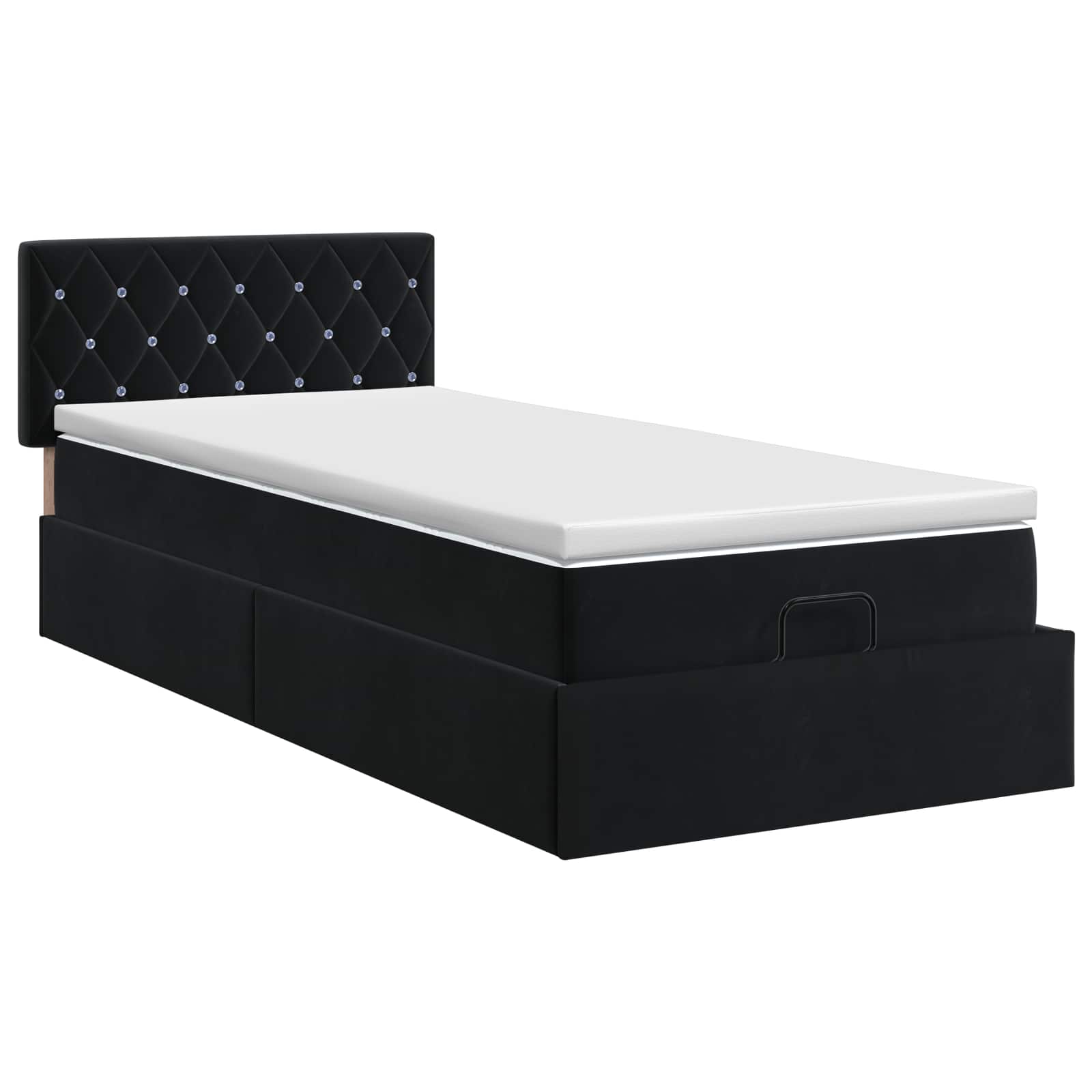 Ottoman bed met matras met hoofdeinde Zwart 80 x 200 cm Fluweel
