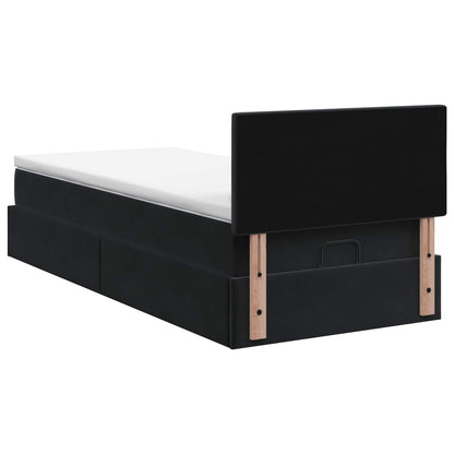 Ottoman bed met matras met hoofdeinde Zwart 80 x 200 cm Fluweel