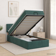Ottoman bed 80x200 cm donkergroen fluweel met opbergruimte