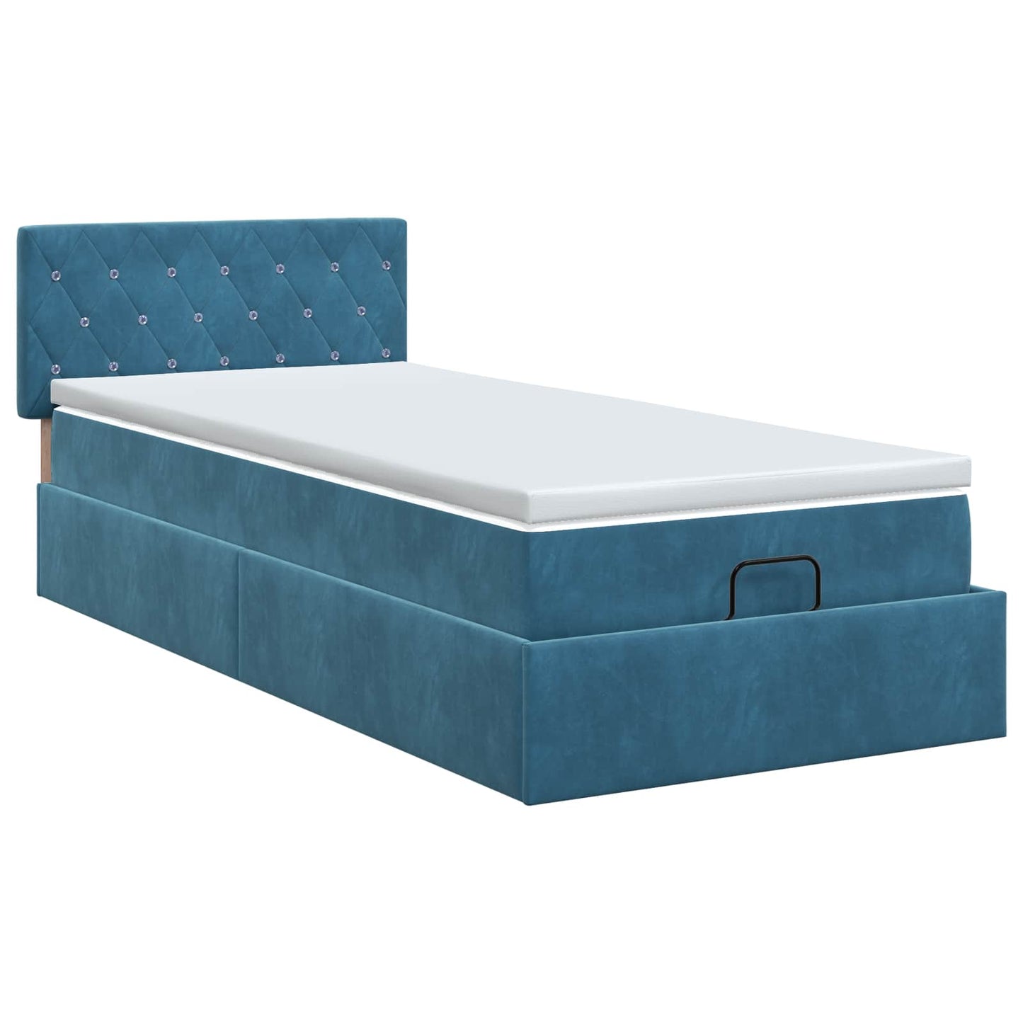 Ottoman bed met matras Donkerblauw 80 x 200 cm Fluweel