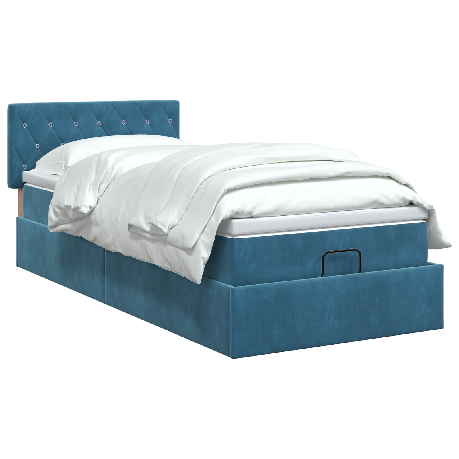 Ottoman bed met matras Donkerblauw 80 x 200 cm Fluweel