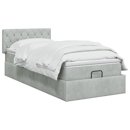 Ottoman bed met matras Lichtgrijs 90 x 190 cm Fluweel