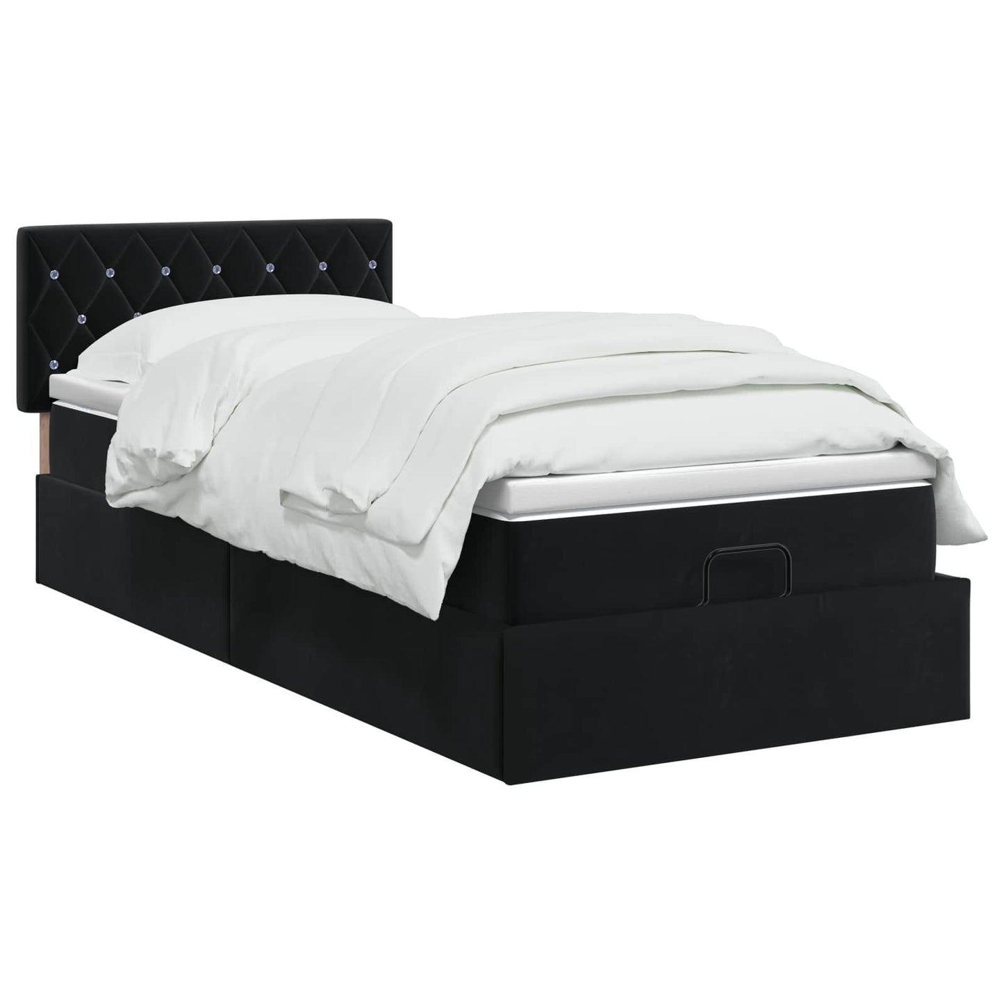 Ottoman bed met matras met hoofdeinde Zwart 90 x 190 cm Fluweel