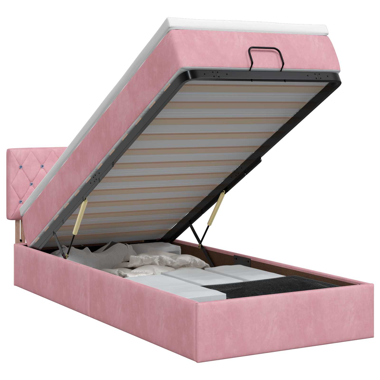 Ottoman bed met matras met hoofdeinde Roze 90 x 190 cm Fluweel