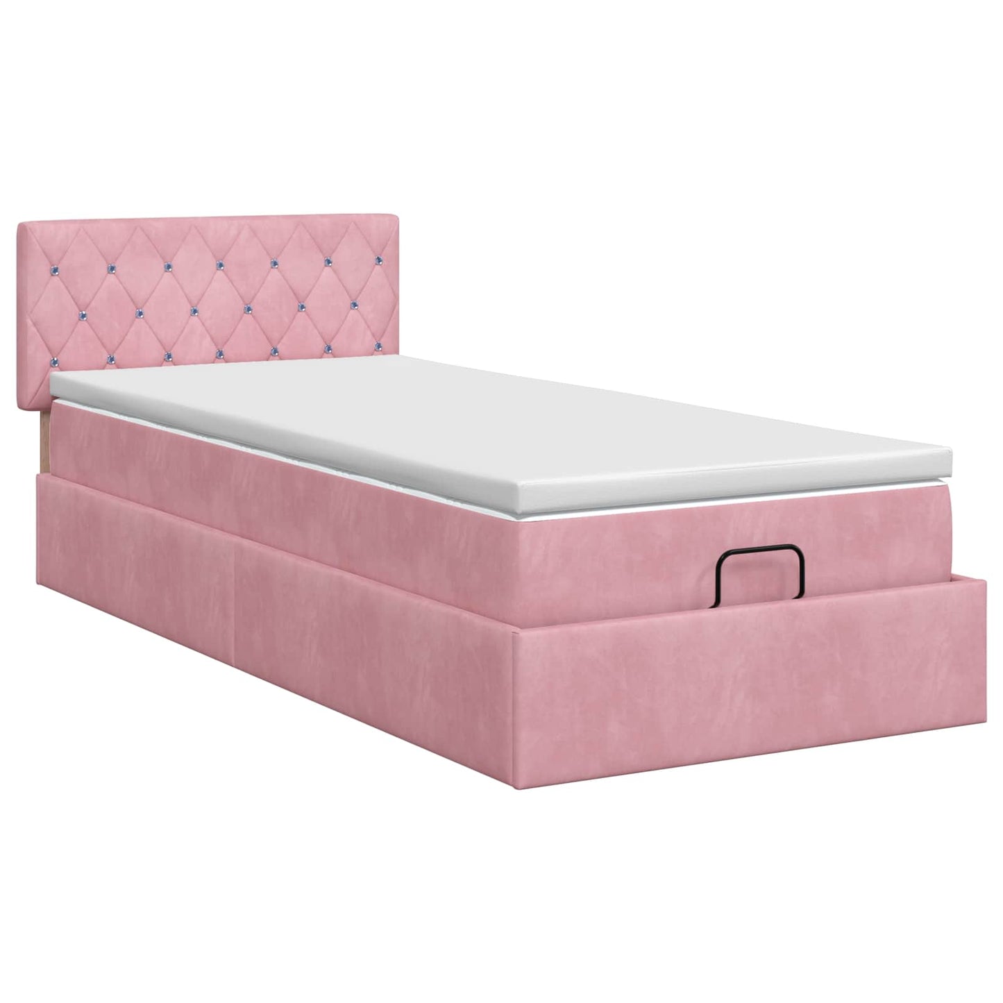 Ottoman bed met matras met hoofdeinde Roze 90 x 190 cm Fluweel