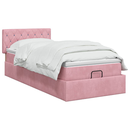 Ottoman bed met matras met hoofdeinde Roze 90 x 190 cm Fluweel