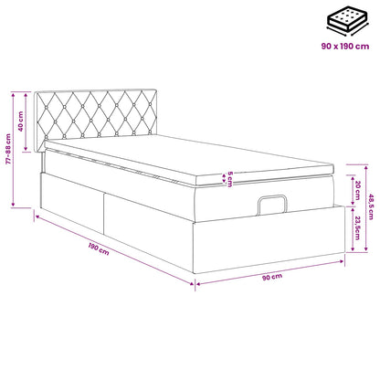 Ottoman bed met matras met hoofdeinde Roze 90 x 190 cm Fluweel