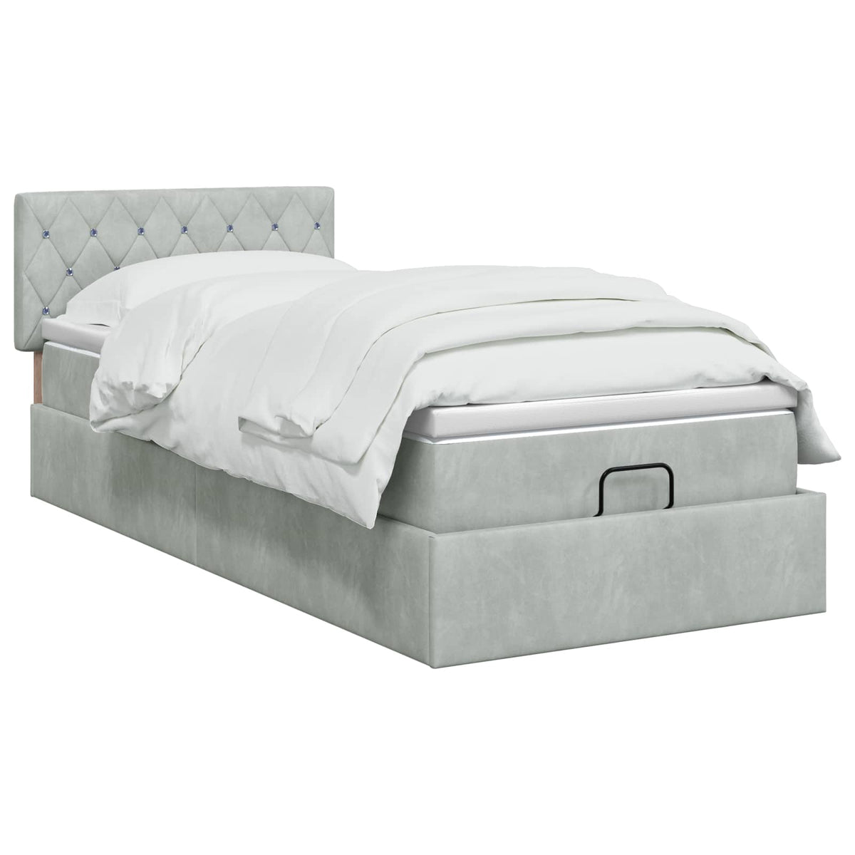 Ottoman bed met matras Lichtgrijs 90 x 200 cm Fluweel