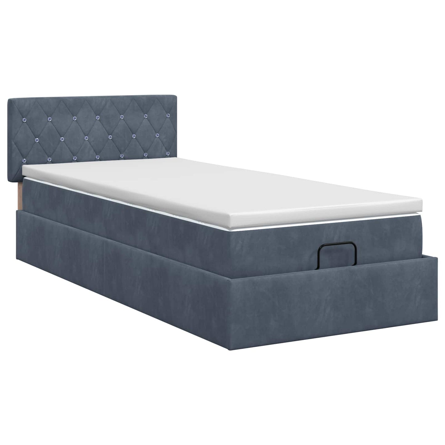 Ottoman bed met matras Donkergrijs 90 x 200 cm Fluweel