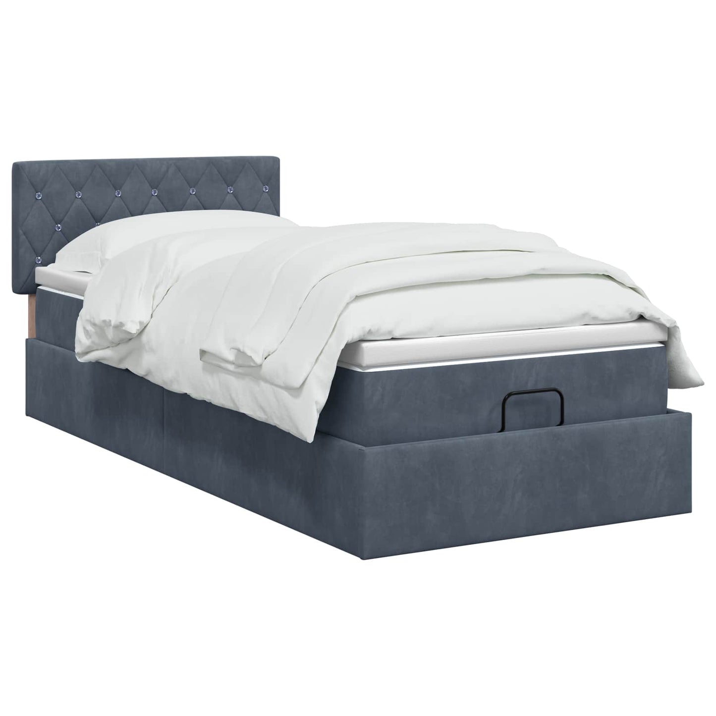 Ottoman bed met matras Donkergrijs 90 x 200 cm Fluweel