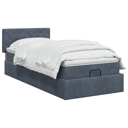 Ottoman bed met matras Donkergrijs 90 x 200 cm Fluweel