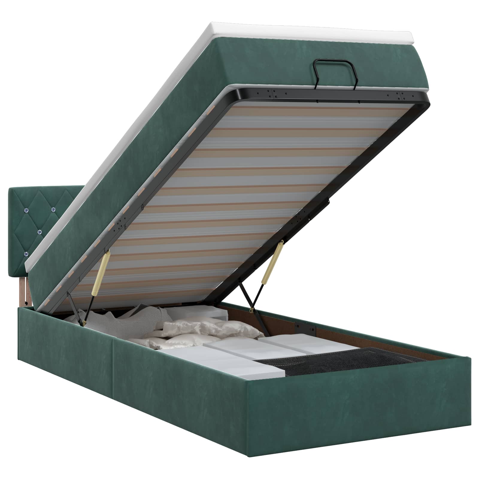Ottoman bed met matras Donkergroen 90 x 200 cm Fluweel