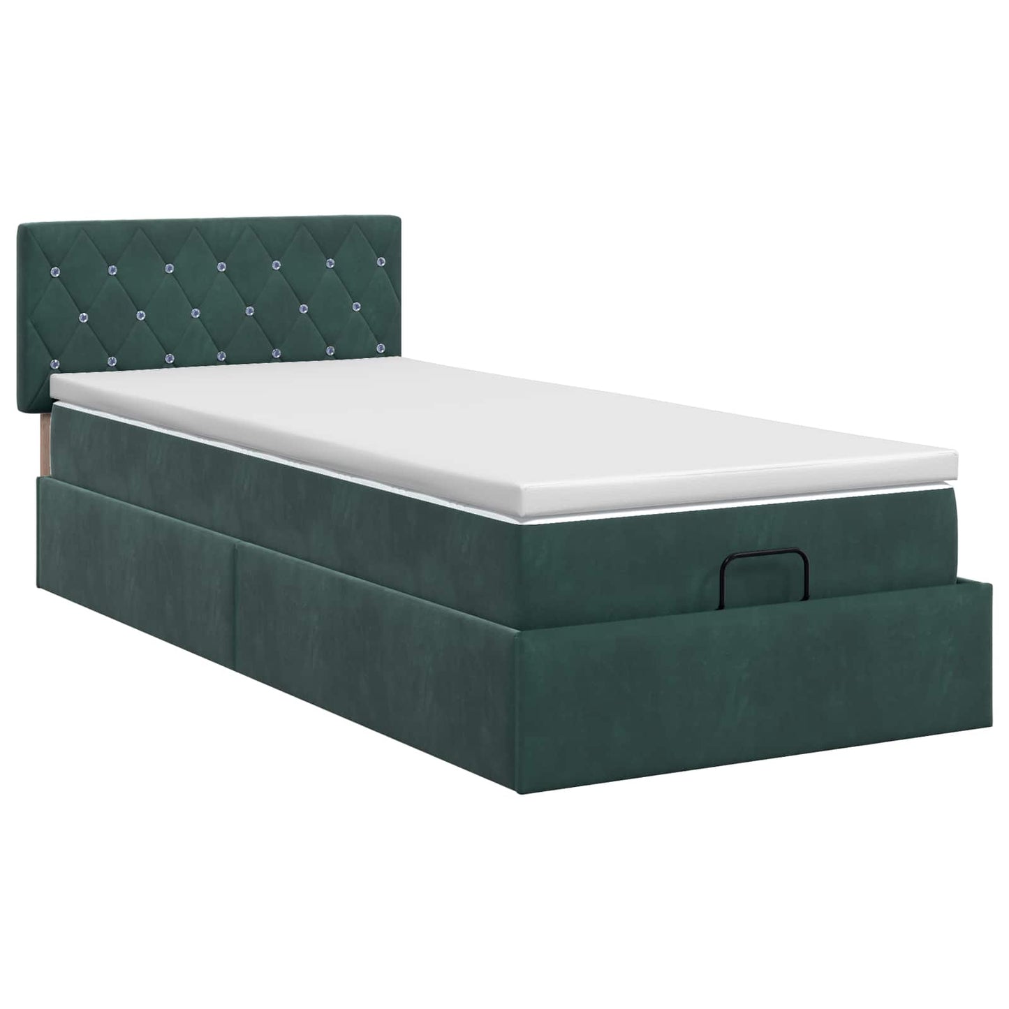 Ottoman bed met matras Donkergroen 90 x 200 cm Fluweel