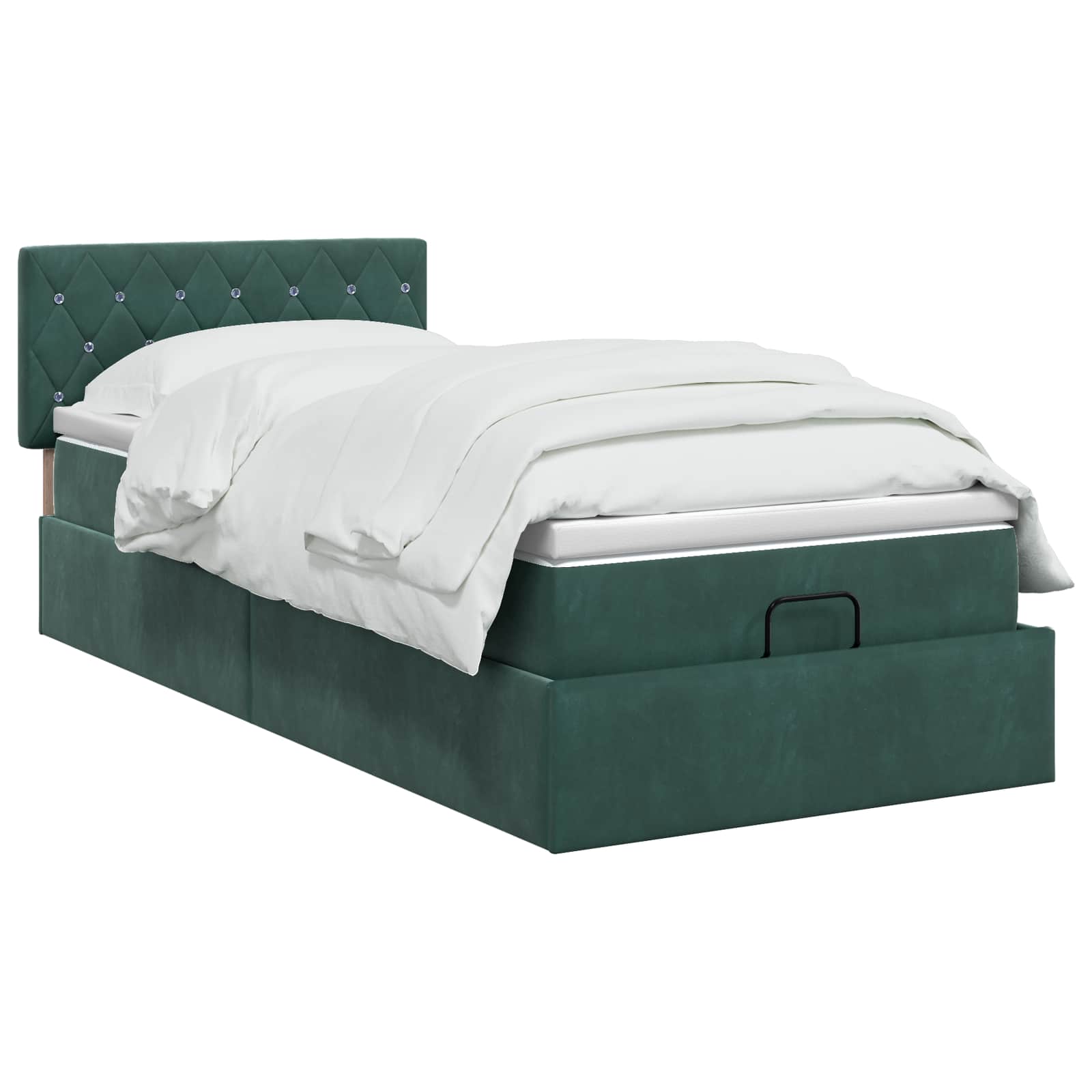 Ottoman bed met matras Donkergroen 90 x 200 cm Fluweel