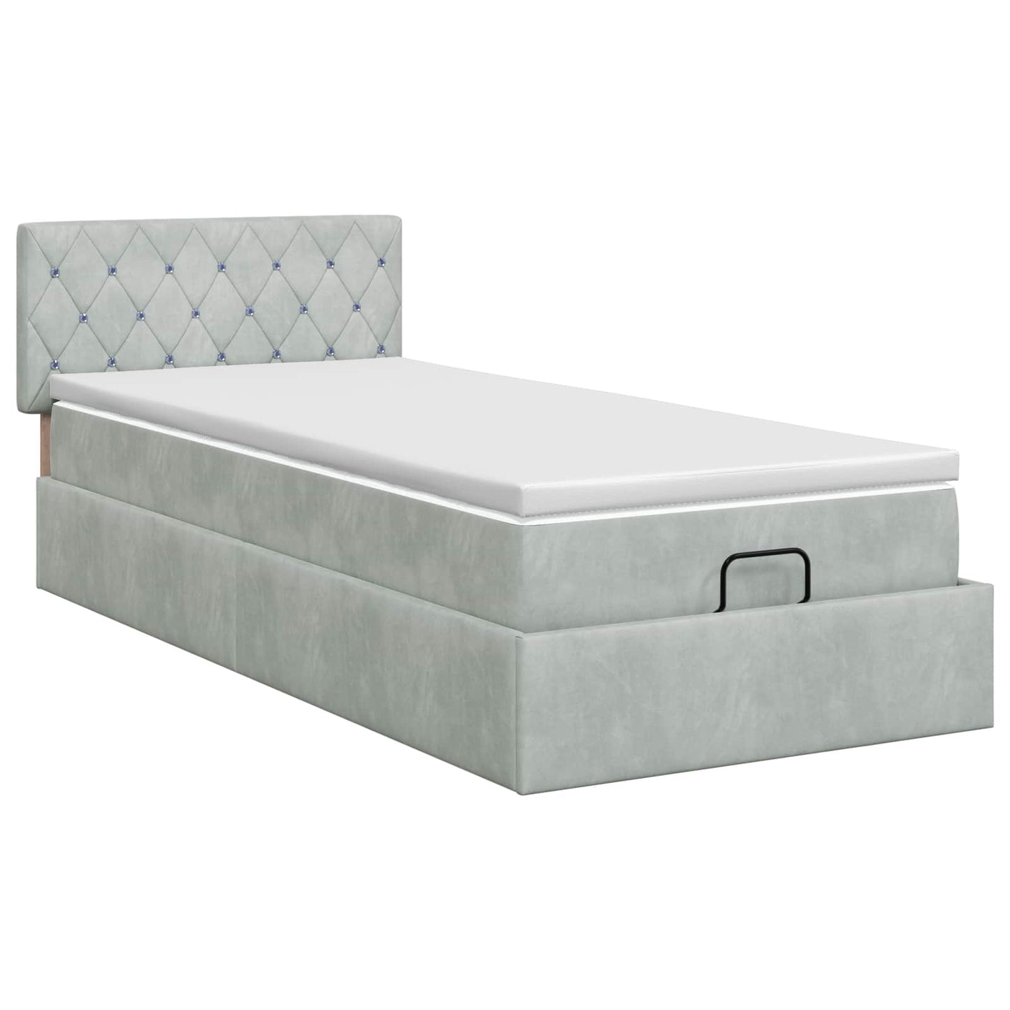 Ottoman bed met matras Lichtgrijs 100 x 200 cm Fluweel
