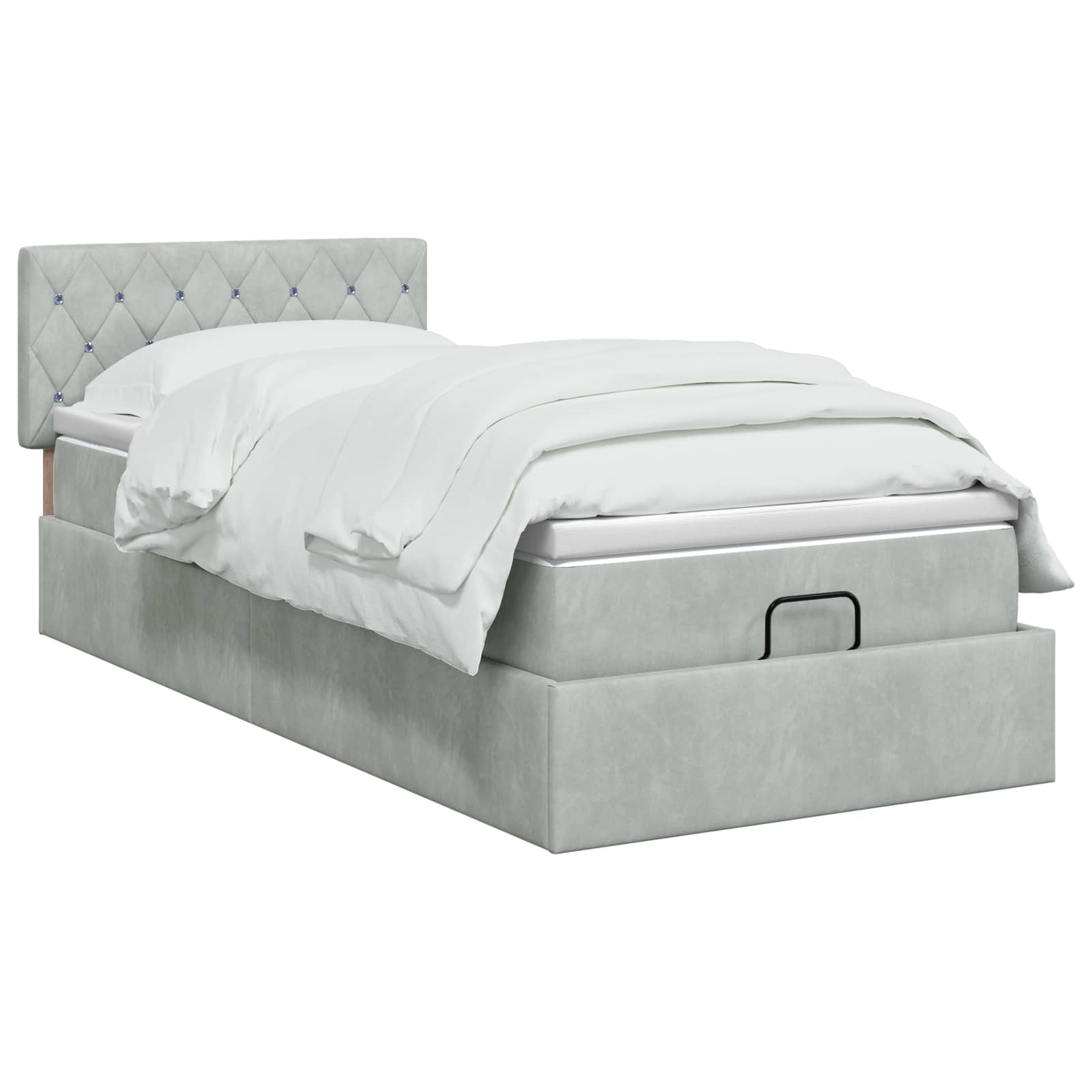 Ottoman bed met matras Lichtgrijs 100 x 200 cm Fluweel