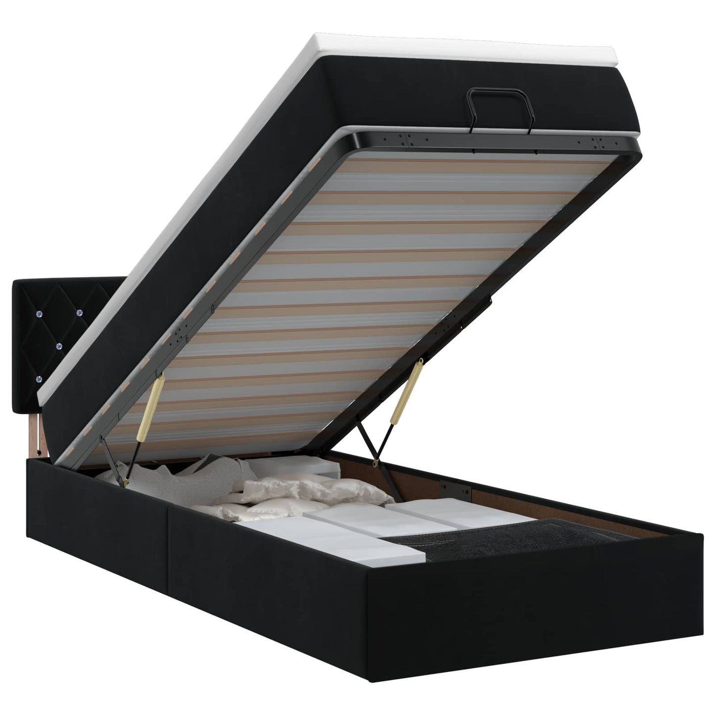 Ottoman bed met matras Zwart 100 x 200 cm Fluweel