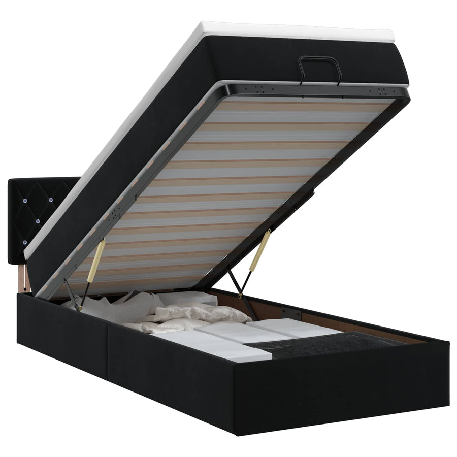 Ottoman bed met matras Zwart 100 x 200 cm Fluweel