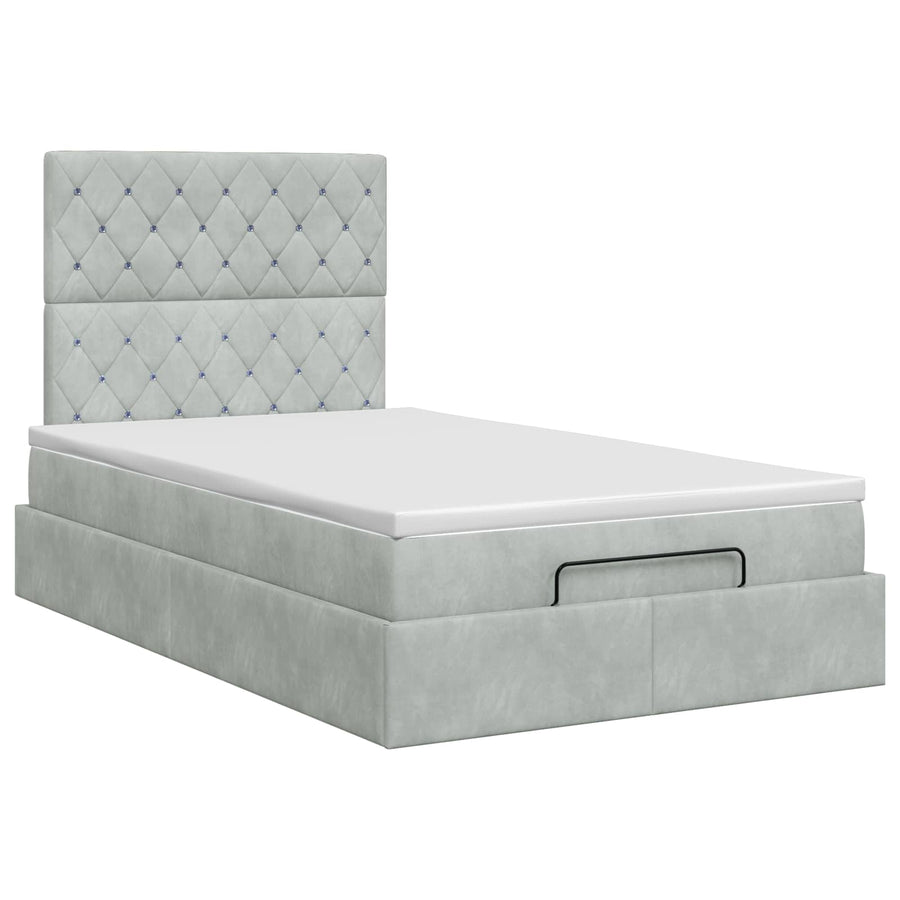 Ottoman bed met matras Lichtgrijs 120 x 190 cm Fluweel