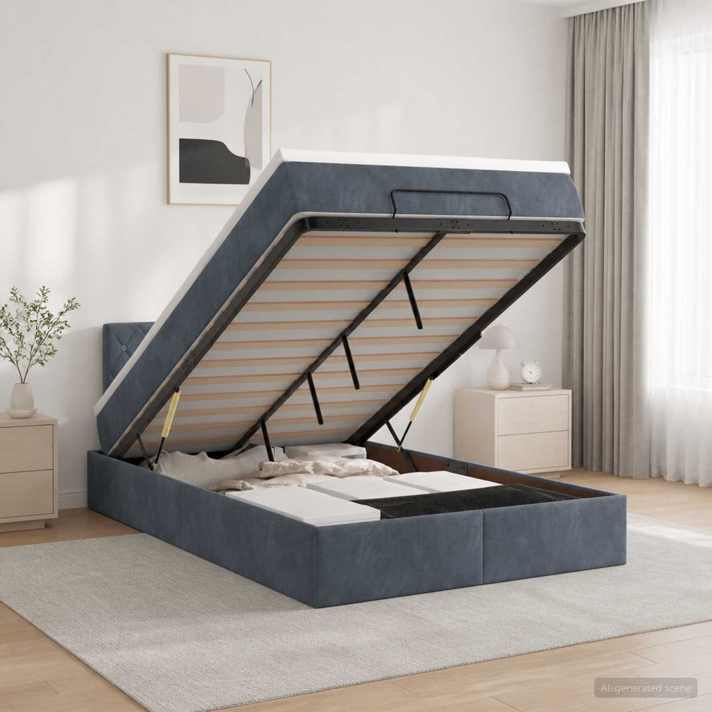 Ottoman Bed met Matrassen en LED Donkergrijs 120 x 200 cm